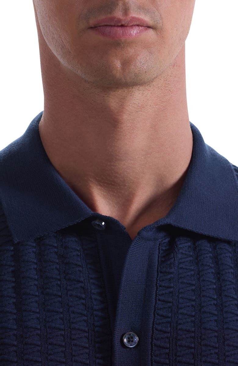 Bugatchi Short Sleeve Cardigan, Alternate, color, Navy