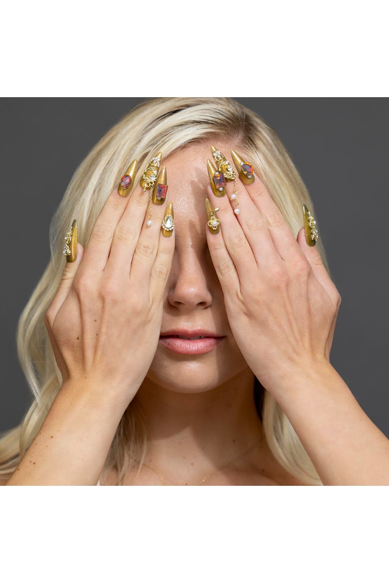 Crown Jewels Luxury Handmade Press On Nails, Alternate, color, gold, stiletto, long nails