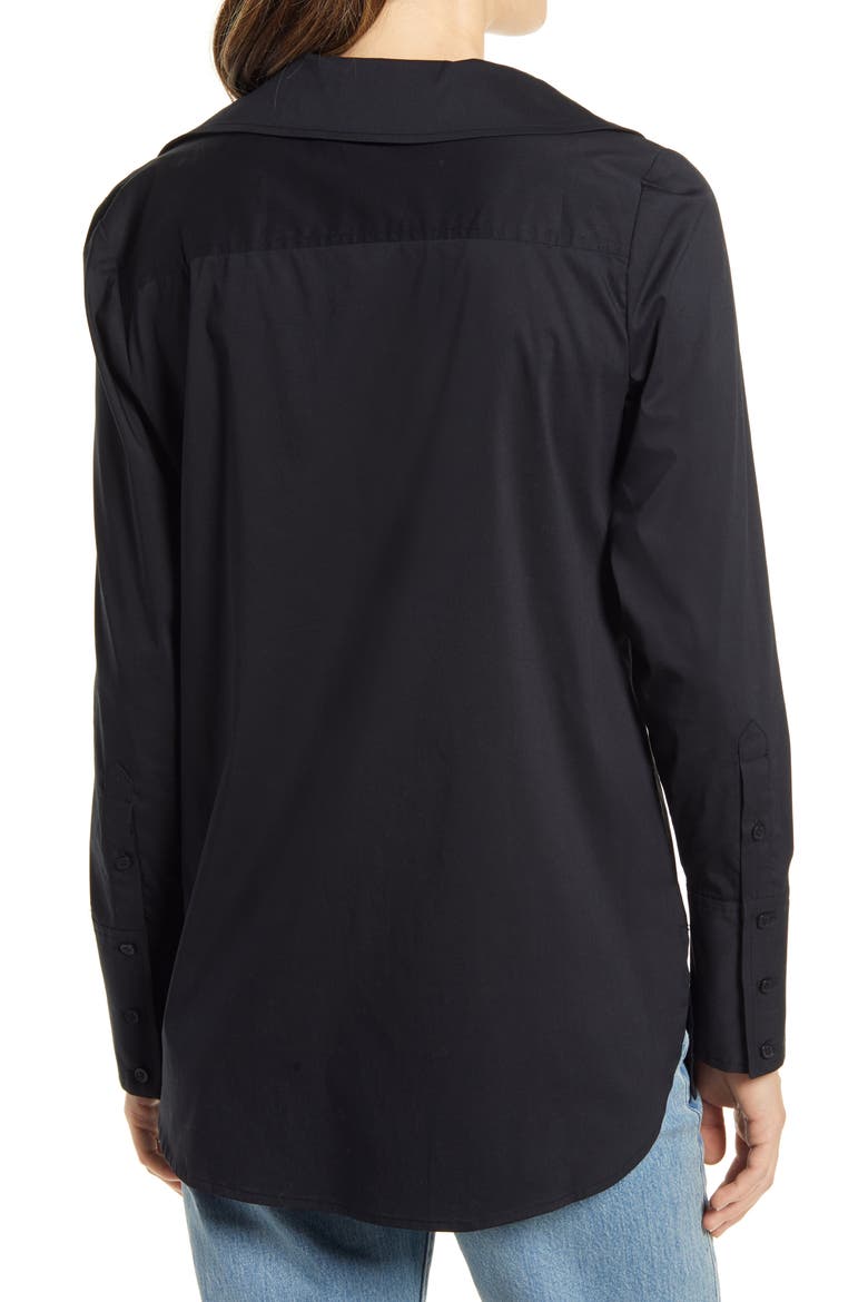 Asymmetric Button-Up Blouse, Alternate, color, BLACK