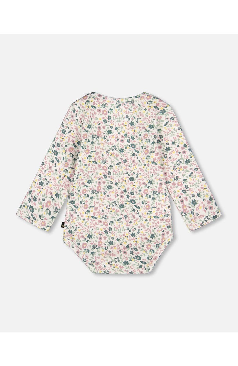 Deux par Deux Organic Cotton Long Sleeve Romper, Main, color, Off-White Floral