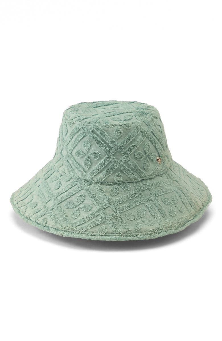 Helen Kaminski Cintia Jacquard Terry Bucket Hat, Main, color, Seaglass