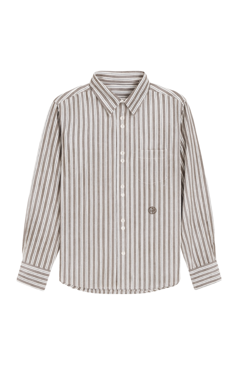 Nelle Atelier The Chacha Petite Button Down Shirt, Alternate, color, Chocolate Stripe