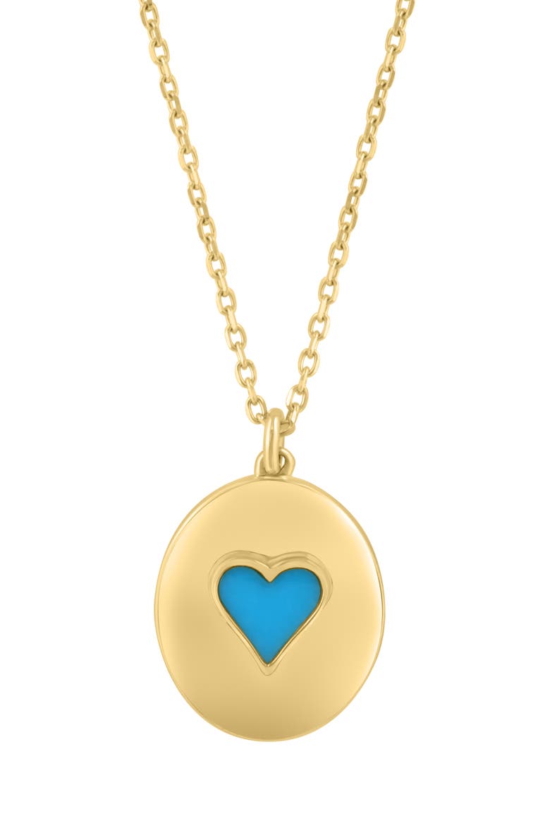 Gold Plated Sterling Silver Heart Pendant Necklace, Alternate, color, BLUE