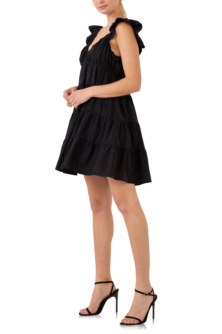 Ruffle Sweetheart Tiered Minidress, Alternate, color, BLACK
