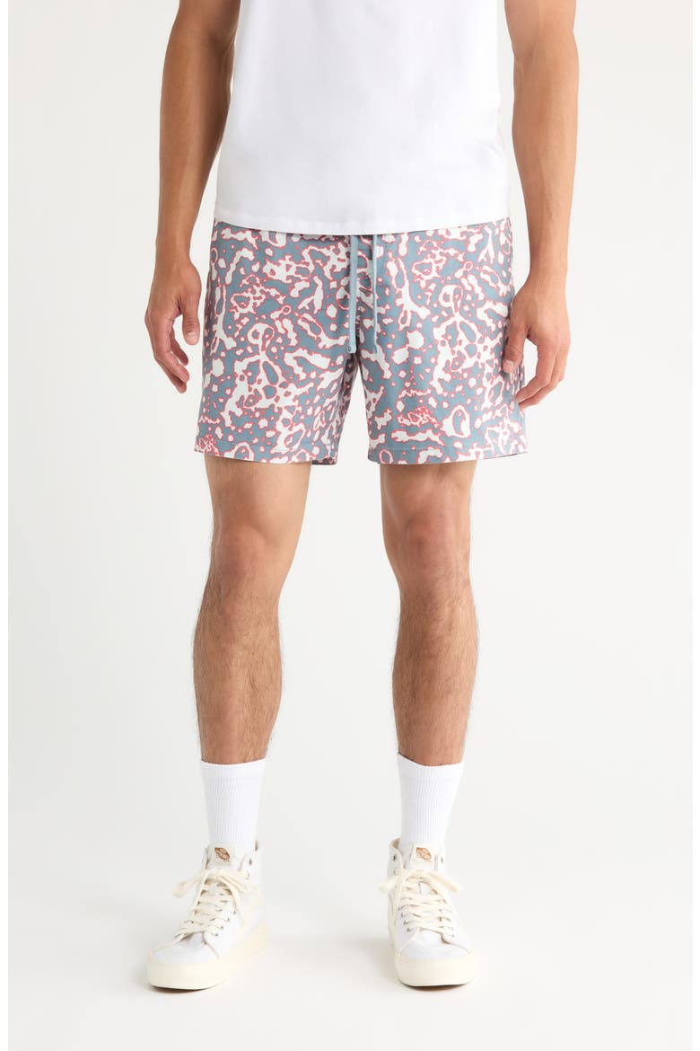Ashford Abstract Print Stretch Cotton Shorts, Main, color, CITADEL PORCELIN ROSE