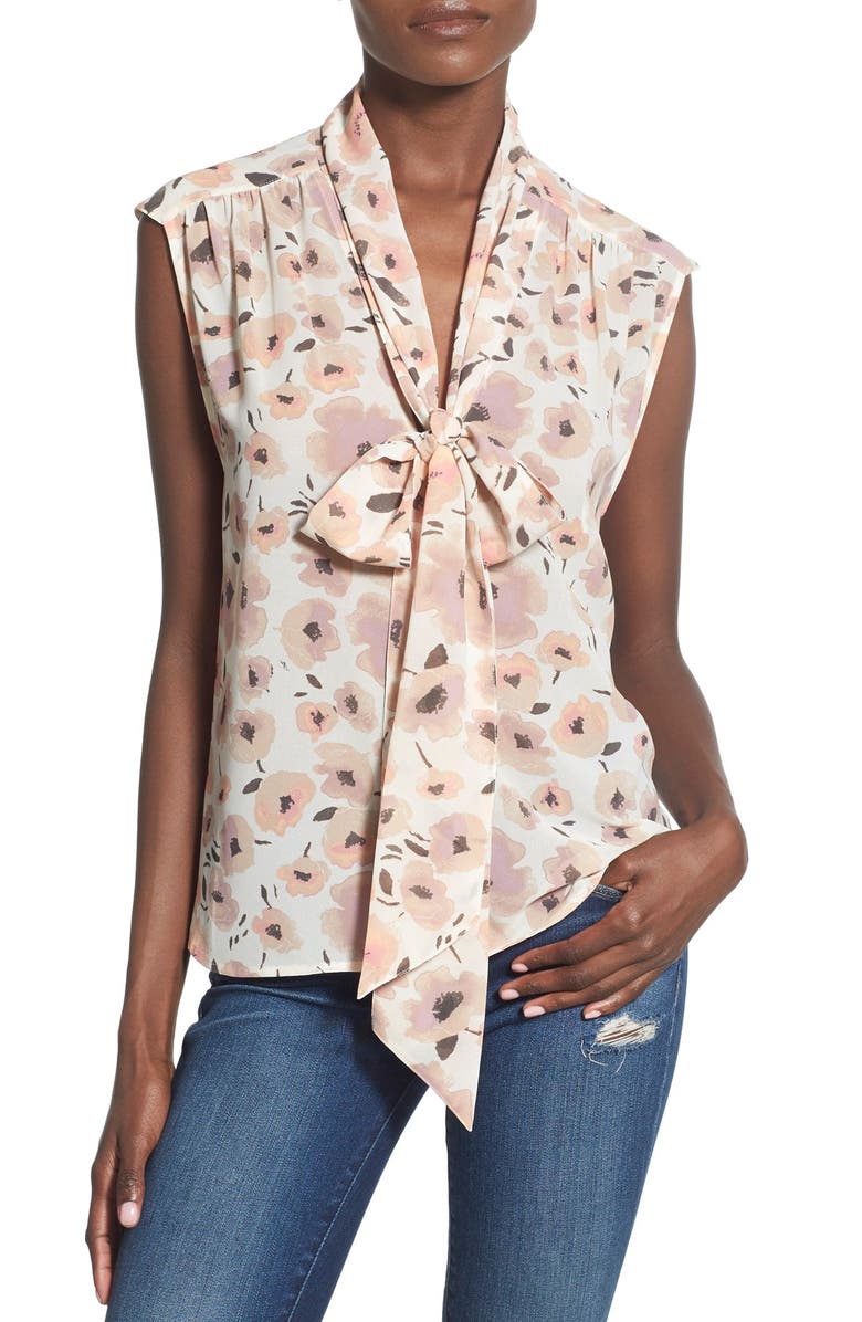 Leith Floral Print Tie Front Top, Main, color, 