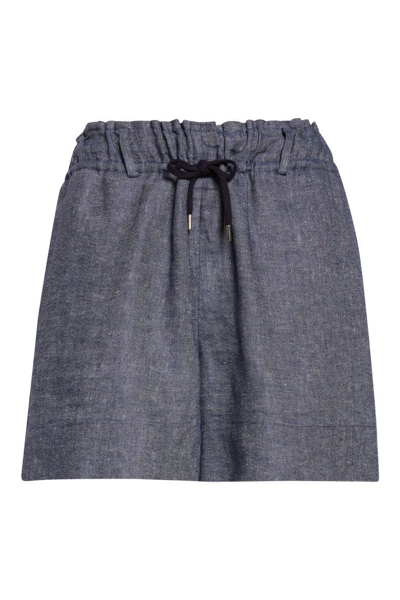 Linen Blend Chambray Bermuda Shorts, Alternate, color, BLUE