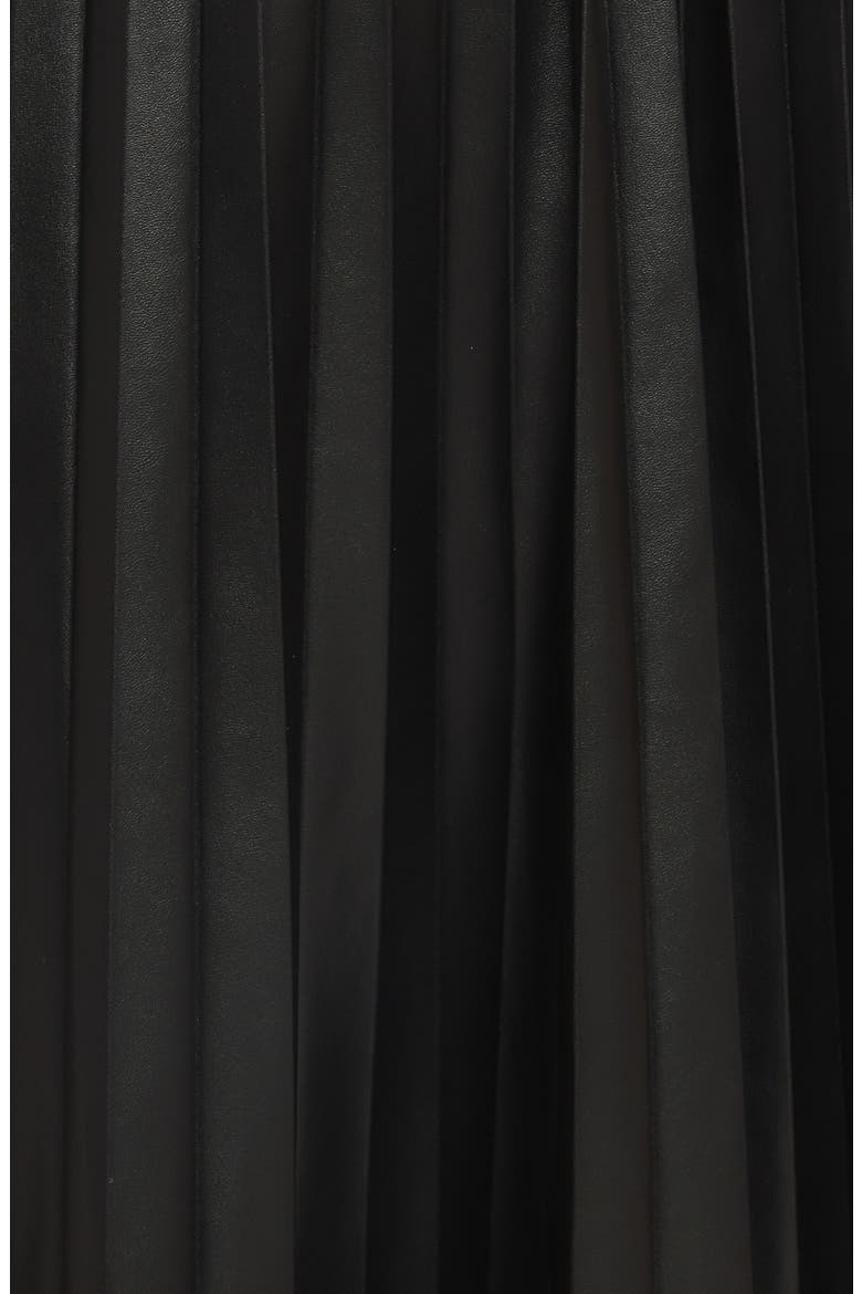 Faux Leather Pleated Midi Skirt, Alternate, color, BLACK