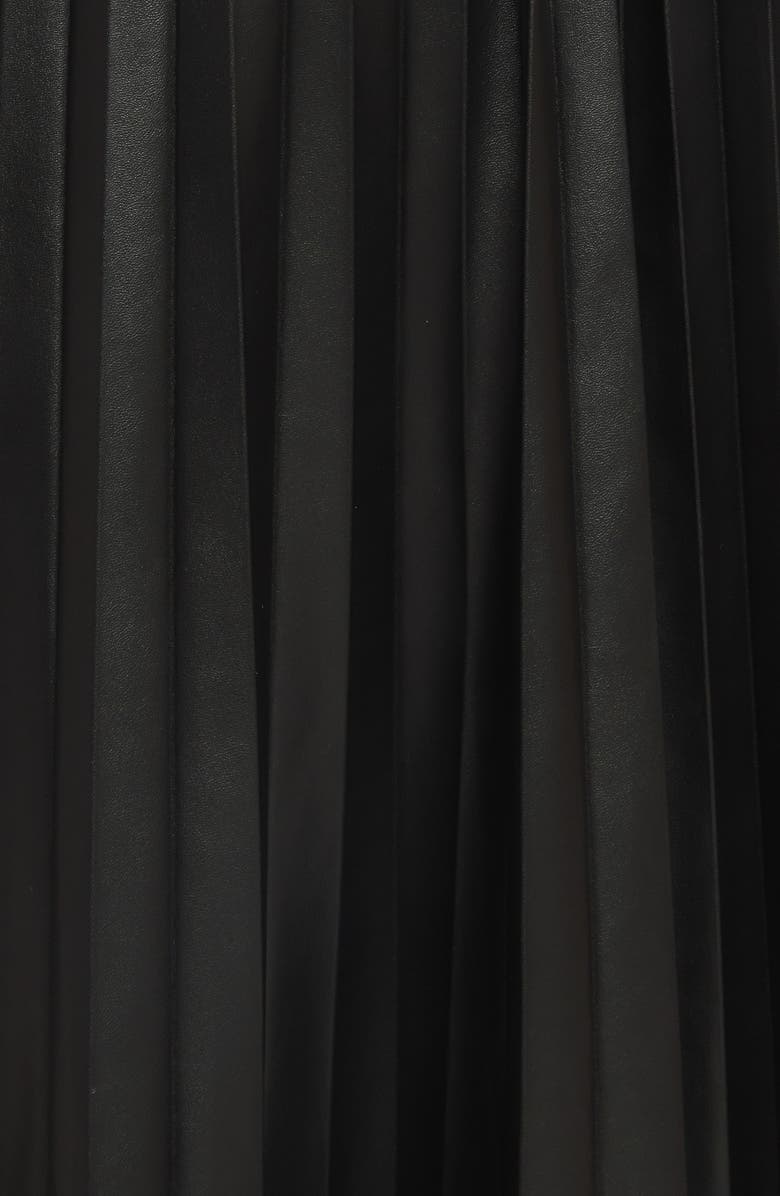 FLYING TOMATO Faux Leather Pleated Midi Skirt, Alternate, color, Black
