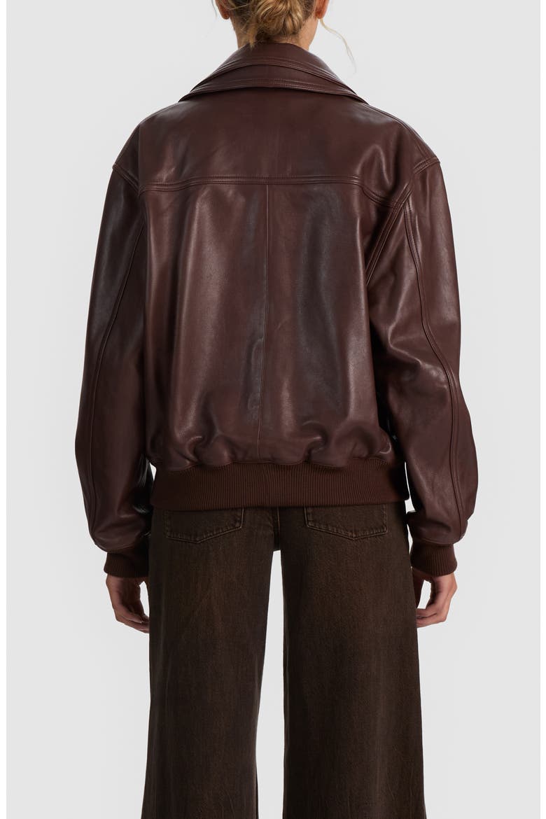 Collins Relaxed Leather Bomber Jacket, Alternate, color, DARK CHOCOLATE