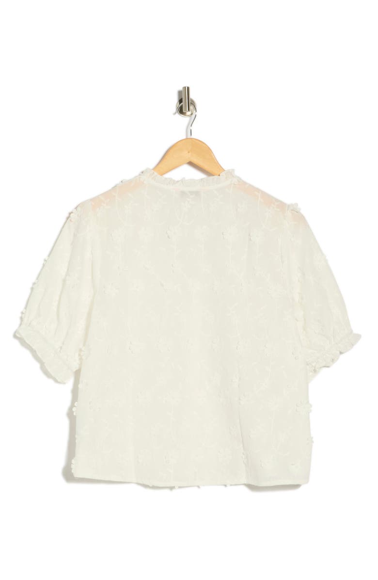 Nanette Lepore 3D Flower Short Sleeve Top, Alternate, color, Brilliant White
