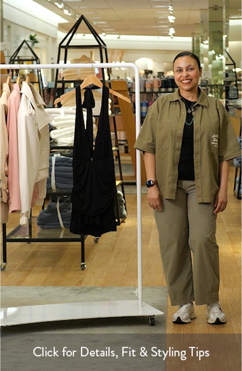 Ruched Plunge Neck Halter Minidress, sales video thumbnail