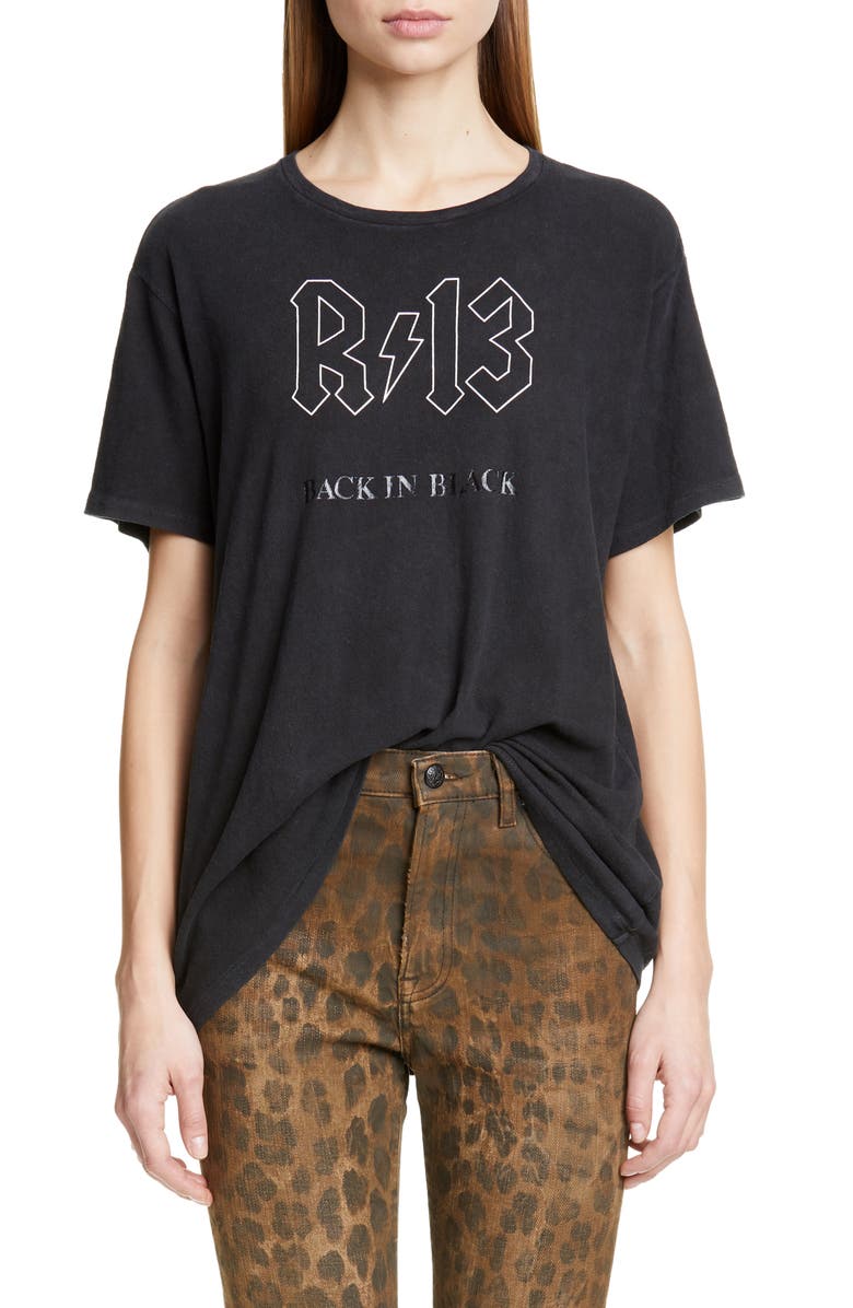 R13 Back in Black Graphic Tee, Main, color,