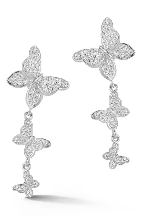 Cubic Zirconia Butterfly Drop Earrings