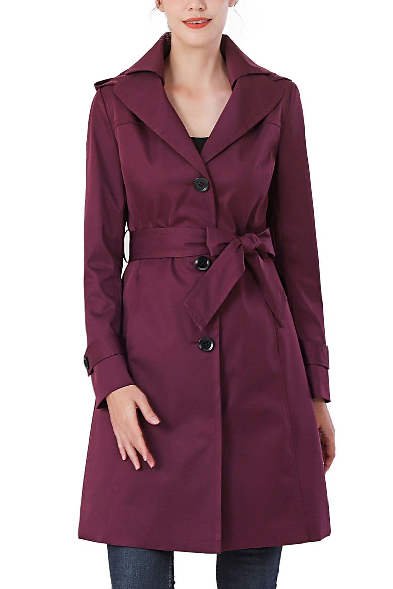 Adel Hooded Trench Coat, Main, color, Grape Wine