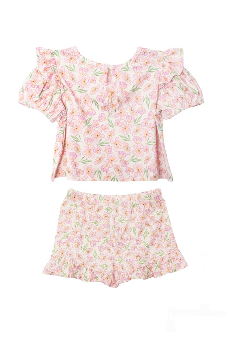 Mabel + Honey Wild Savanna Short Gathered Sleeve Two Piece Set, Alternate, color, Pink