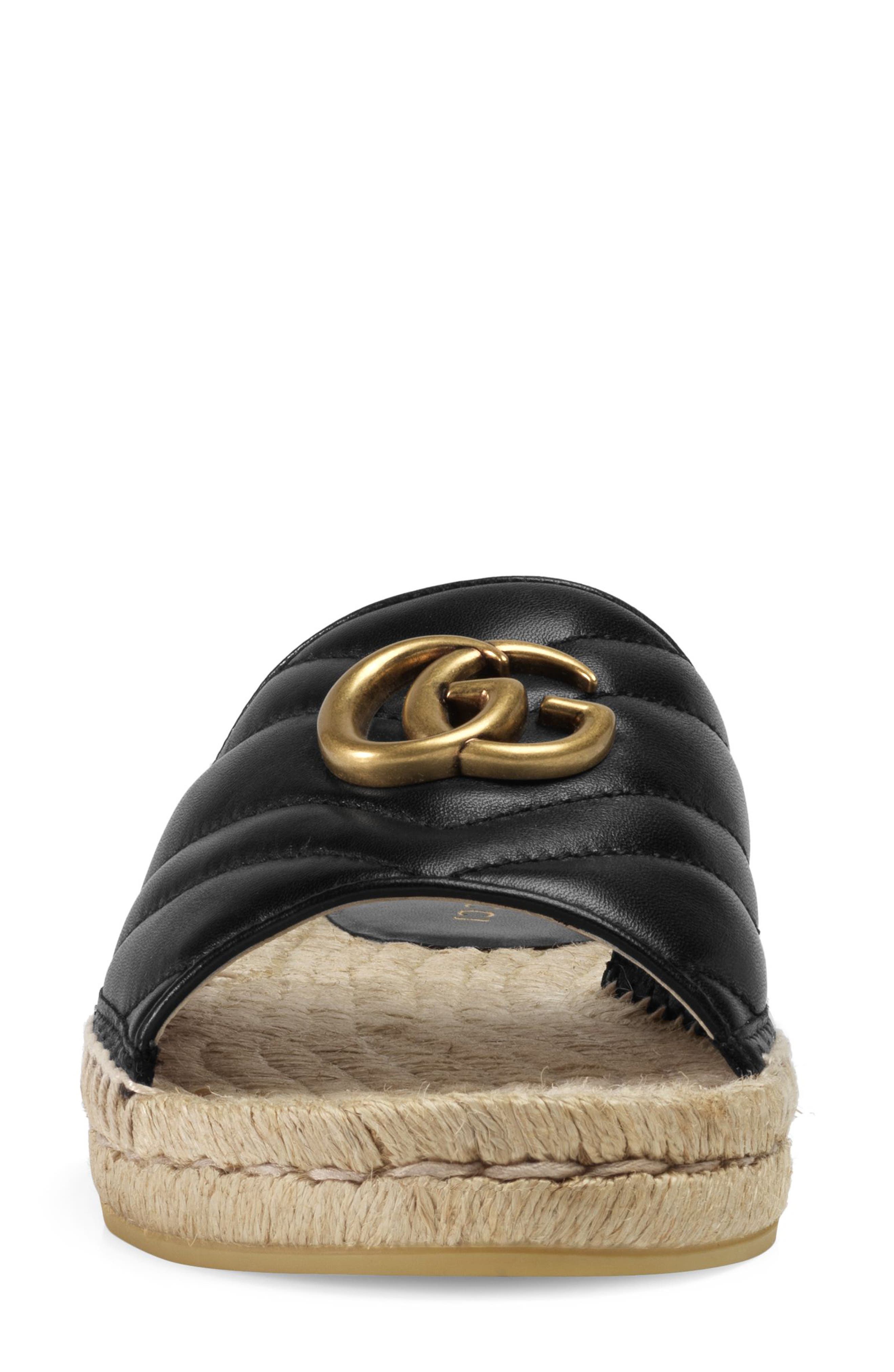 Gucci Pilar GG Matelassé Espadrille Slide Sandal, Alternate, color, 