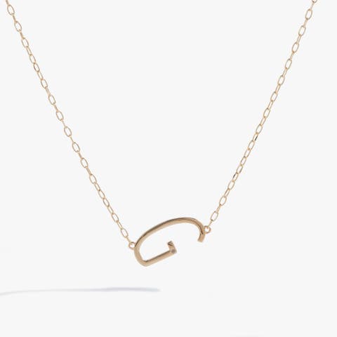 Gold Elongated Initial Pendant Necklace