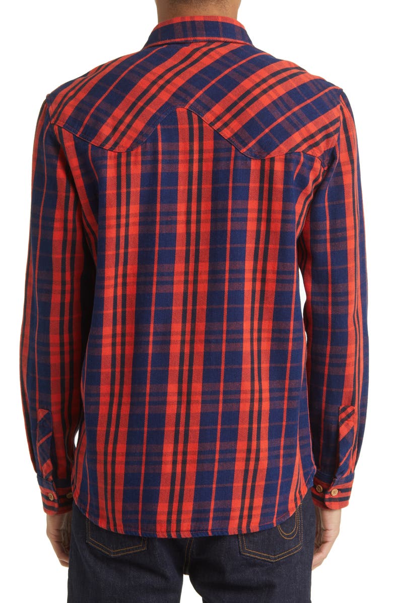 ICECREAM Flapjack Plaid Cotton Flannel Button-Up Shirt, Alternate, color, Indigo