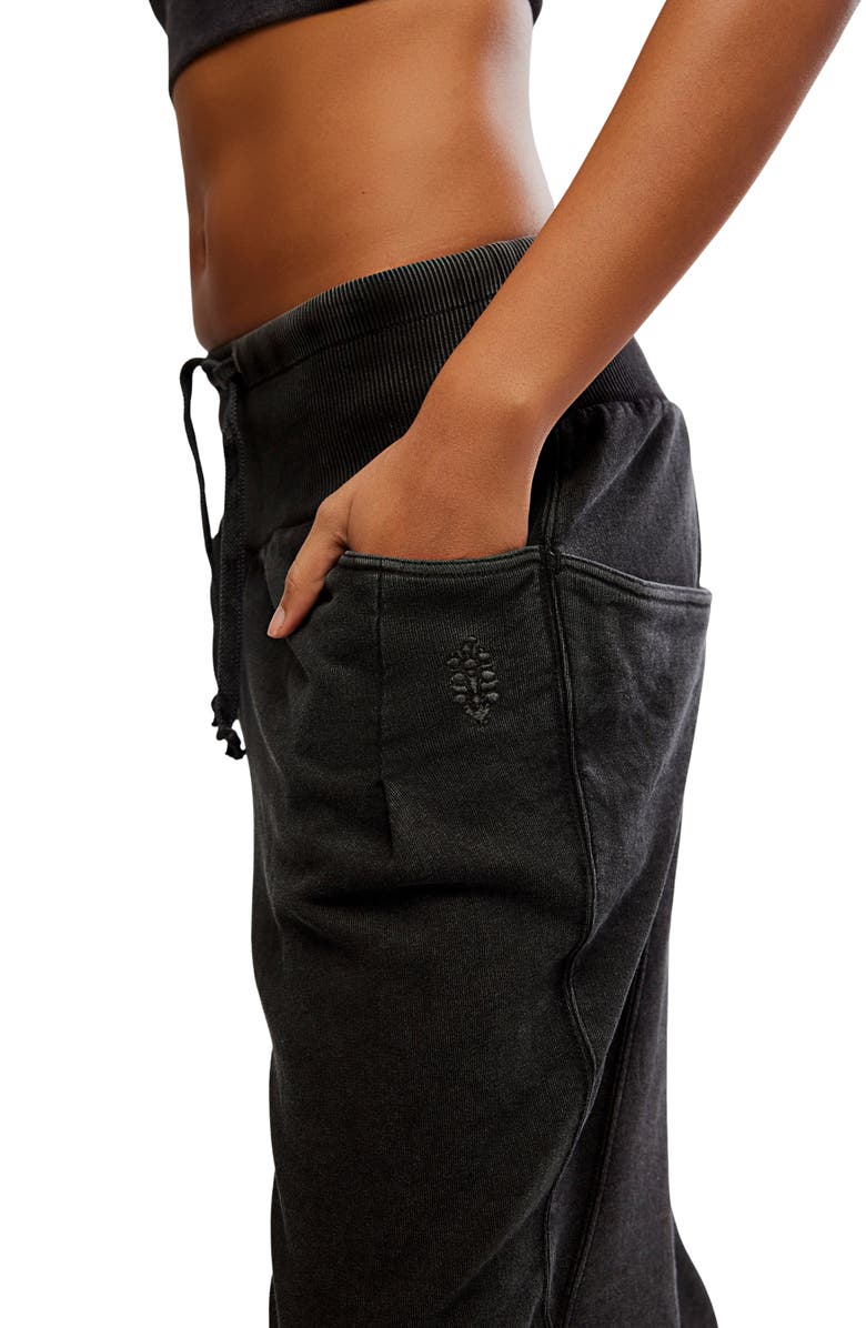 Free People Day Off Tie Waist Pants, Alternate, color, Black