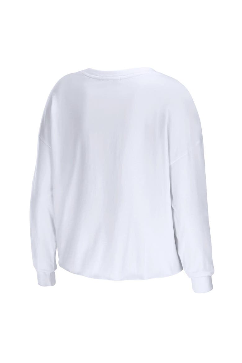 Women's WEAR by Erin Andrews White Houston Oilers Gridiron Classics Domestic Cropped Long Sleeve T-Shirt, Alternate, color, White