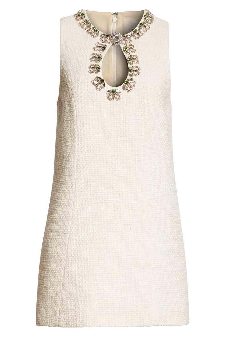 Franchelle Crystal Embellished Tweed Minidress, Alternate, color, GARDENIA