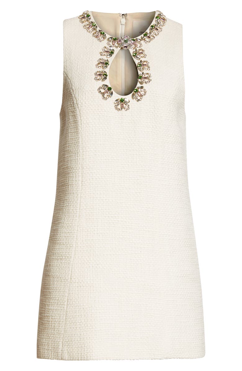 Cinq à Sept Franchelle Crystal Embellished Tweed Minidress, Alternate, color, Gardenia