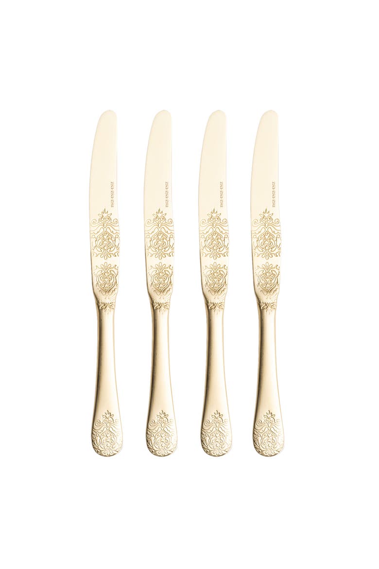 Dume Patterned Stainless Steel Dinner Knife Set of 4, Alternate, color, Champagne