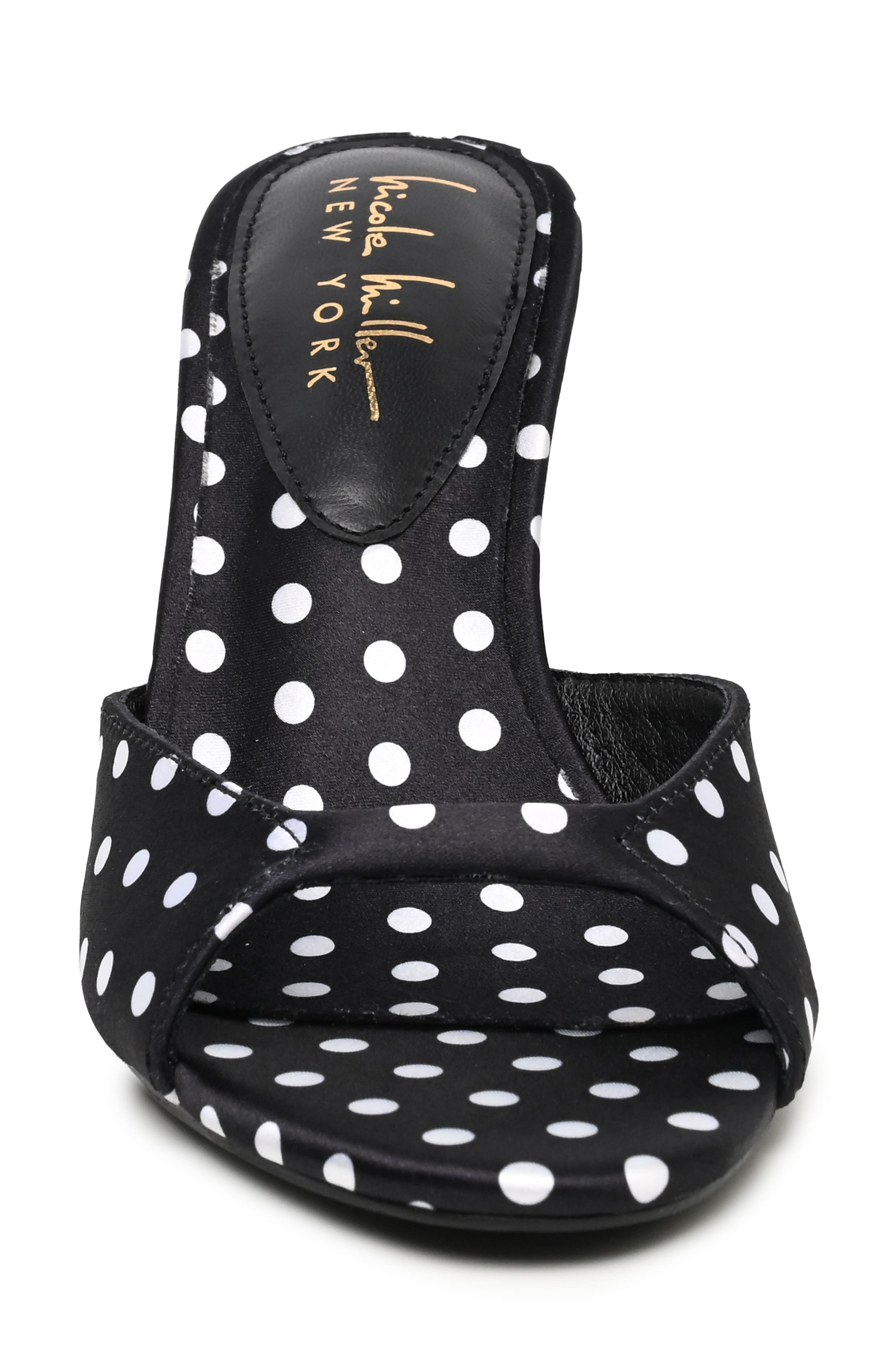 Kendry Polka Dot Slide Sandal, Alternate, color, BLACK POLKA