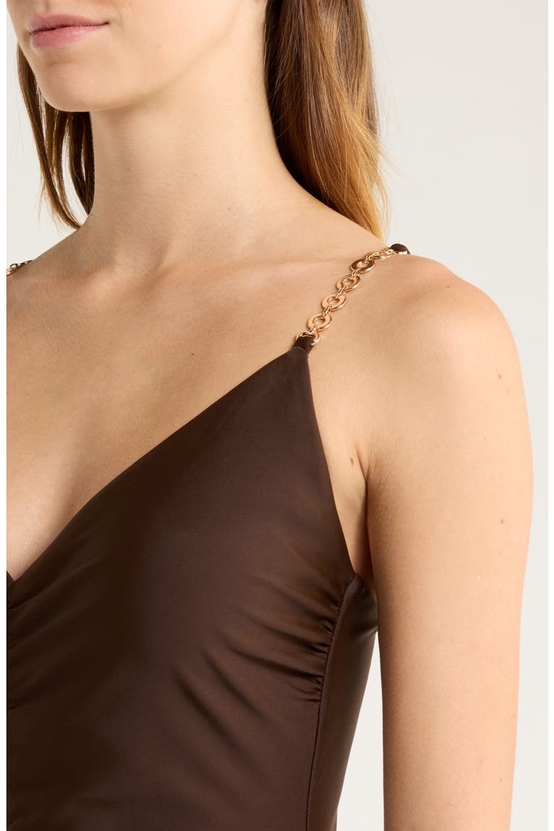 Monique Shirred One-Piece Swimsuit, Alternate, color, BEACH BROWN