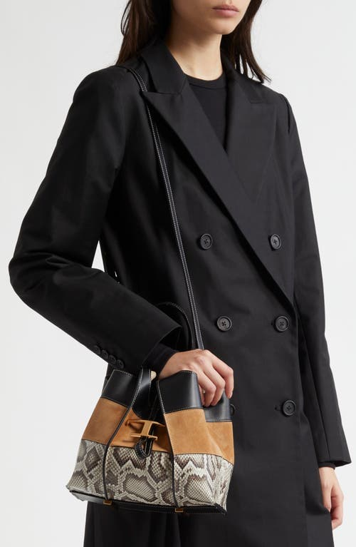 Tod's Mini T Timeless Shopping Bag Leather & Suede Tote