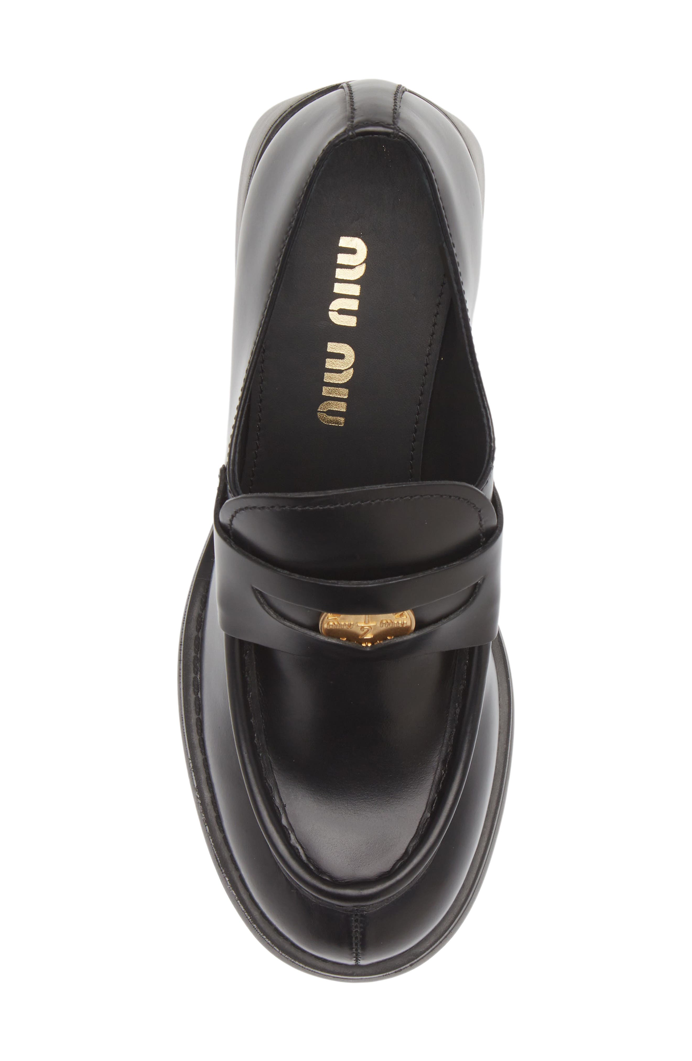 Miu Miu Block Heel Penny Loafer, Alternate, color, 