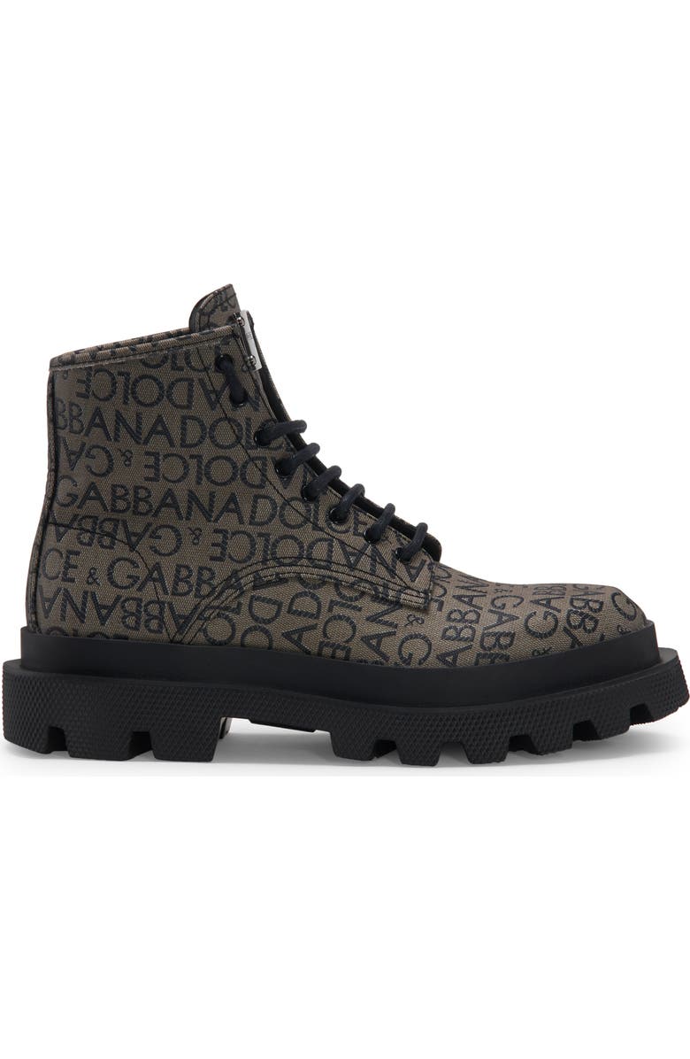 Dolce&Gabbana High Trekking Logo Jacquard Boot, Alternate, color, Brown