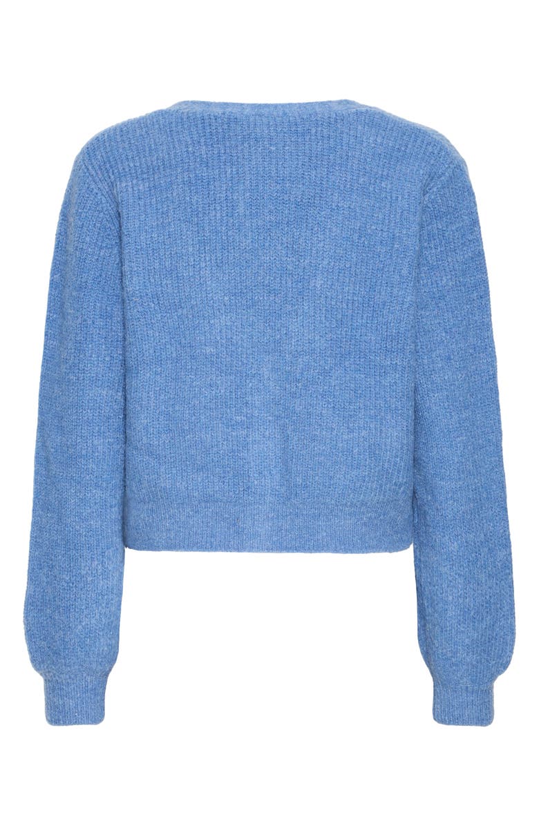 ICHI V-Neck Crop Cardigan, Alternate, color, Blue Yonder