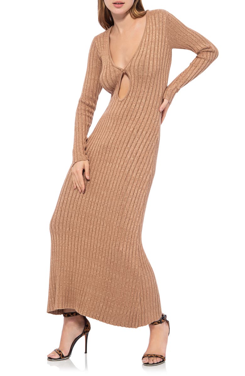 AFRM Java Long Sleeve Rib Sweater Dress, Alternate, color, 