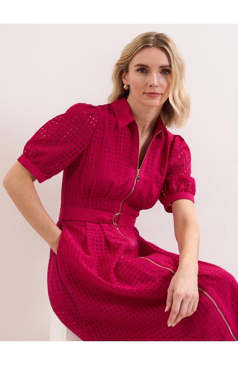 Phase Eight Carey Belted Midi Shirt Dress, Alternate, color, Pink