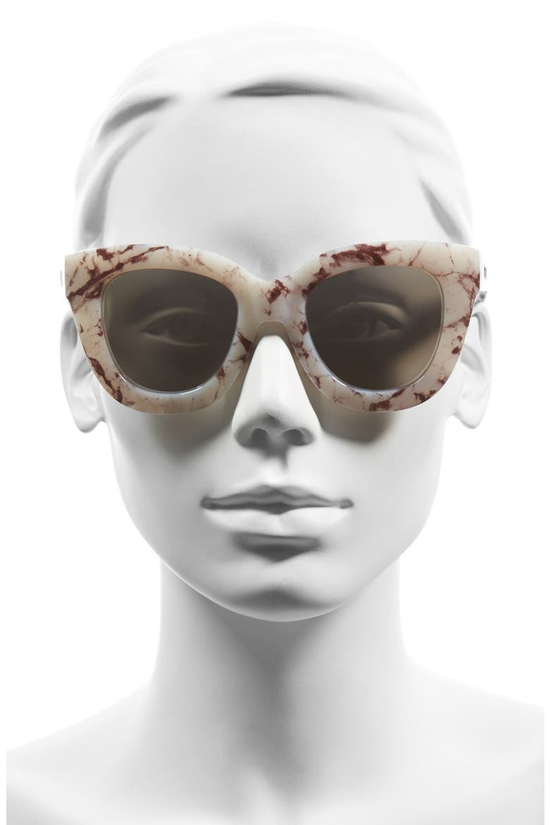 Australia 'Sugar and Spice' 50mm Cat Eye Sunglasses, Alternate, color, WHITE MARBLE/ SMOKE LENS