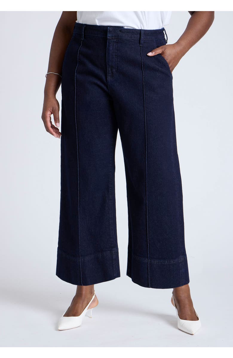 ELOQUII The Pintuck Trouser Jean, Alternate, color, Dark Wash Denim