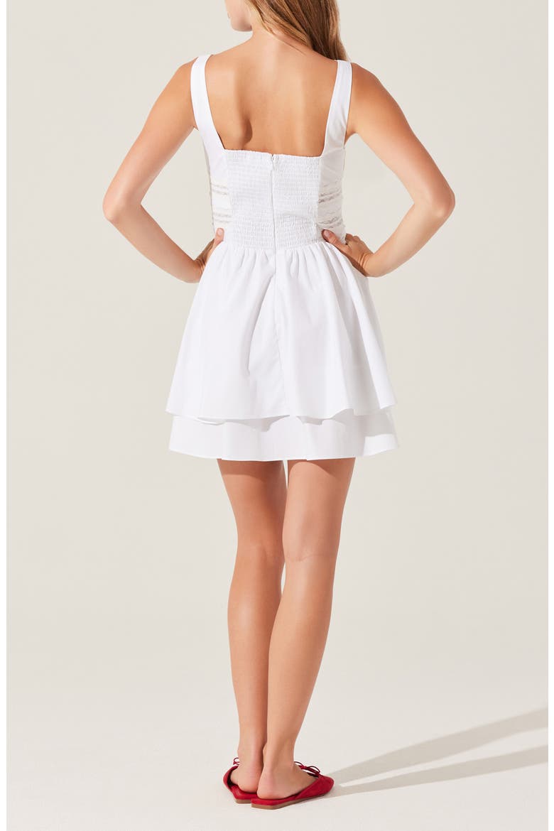 Melaine Lace Detail Cotton Blend Minidress, Alternate, color, WHITE