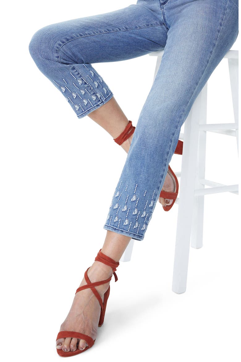 Sheri Embroidered Stretch Slim Ankle Jeans, Alternate, color, POINT DUME