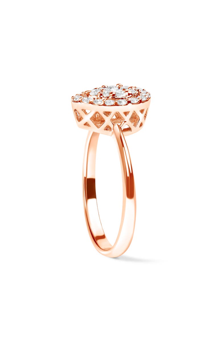 Haus of Brilliance 10K Rose Gold 3/8 Cttw Composite Diamond Pear Shaped Halo Promise Ring, Alternate, color, Pink