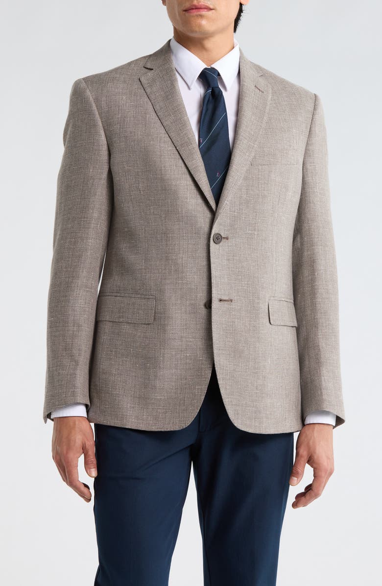 JB Britches Two-Button Wool & Linen Blend Sport Coat, Main, color, Tan