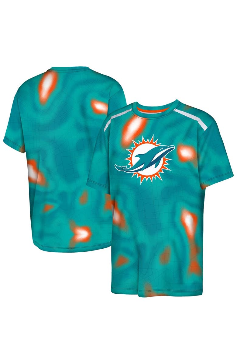 Outerstuff Youth Outerstuff Aqua Miami Dolphins End Zone Dri-Tek T-Shirt, Main, color, Aqua