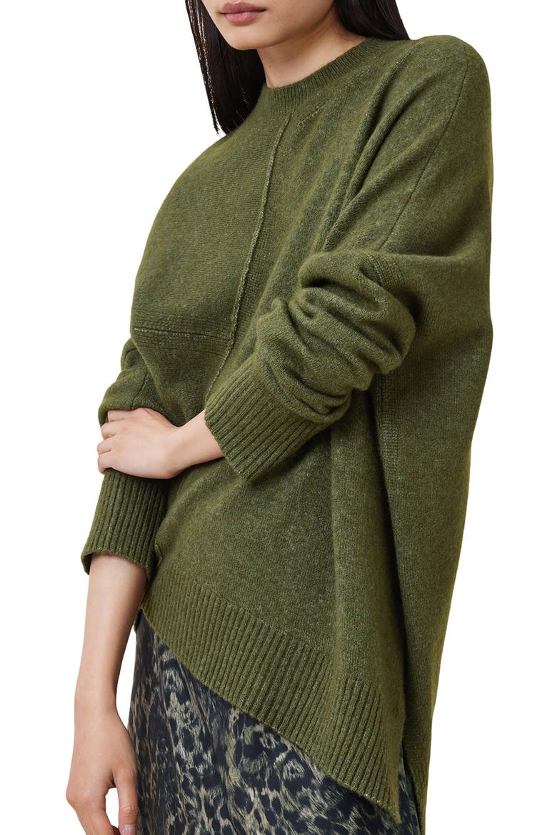 Lock Asymmetrical Crewneck Sweater, Alternate, color, MOSS GREEN