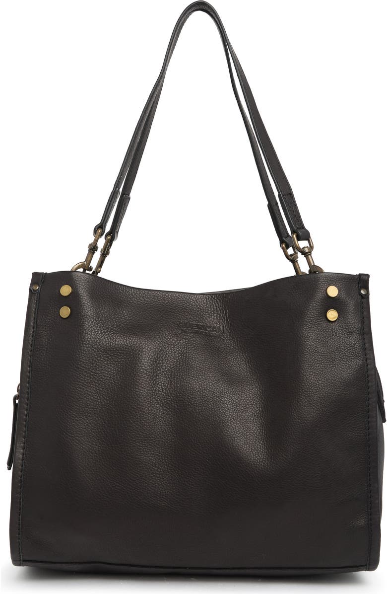 AMERICAN LEATHER CO. Lenox Leather Satchel, Main, color, Black Smooth