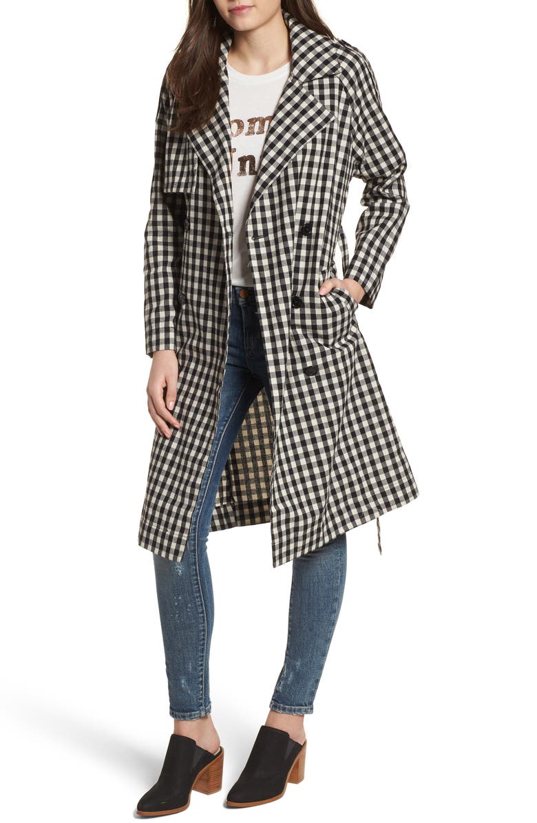 Ten Sixty Sherman Gingham Trench Coat, Main, color,
