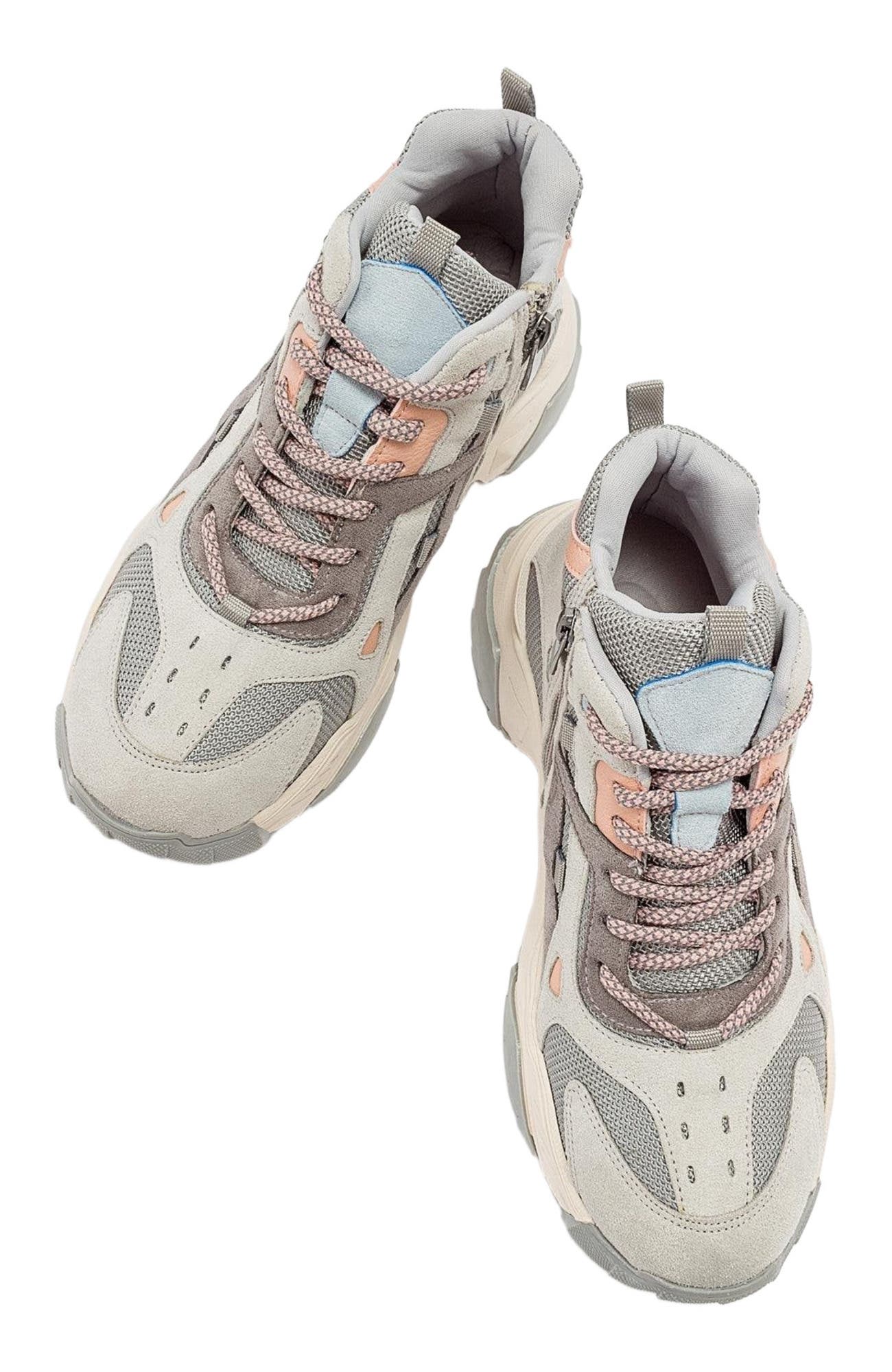 Prologue Shoes Lowel Sneaker Boot, Alternate, color, Light Grey Faux Leather