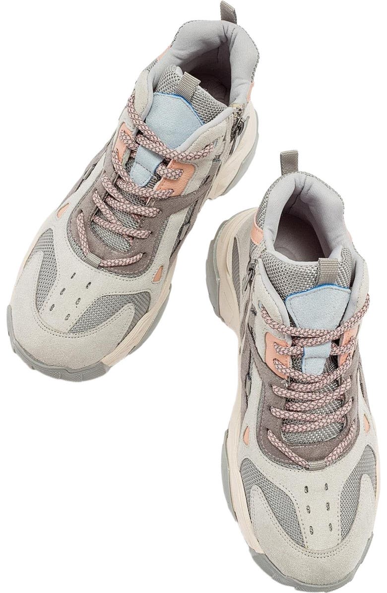 Prologue Shoes Lowel Sneaker Boot, Alternate, color, Light Grey Faux Leather