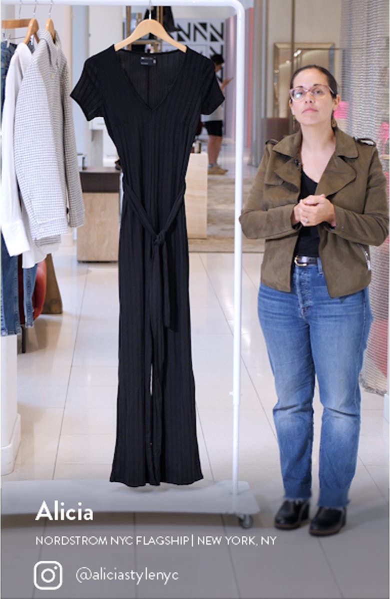Rib Jersey Wide Leg Jumpsuit, sales video thumbnail