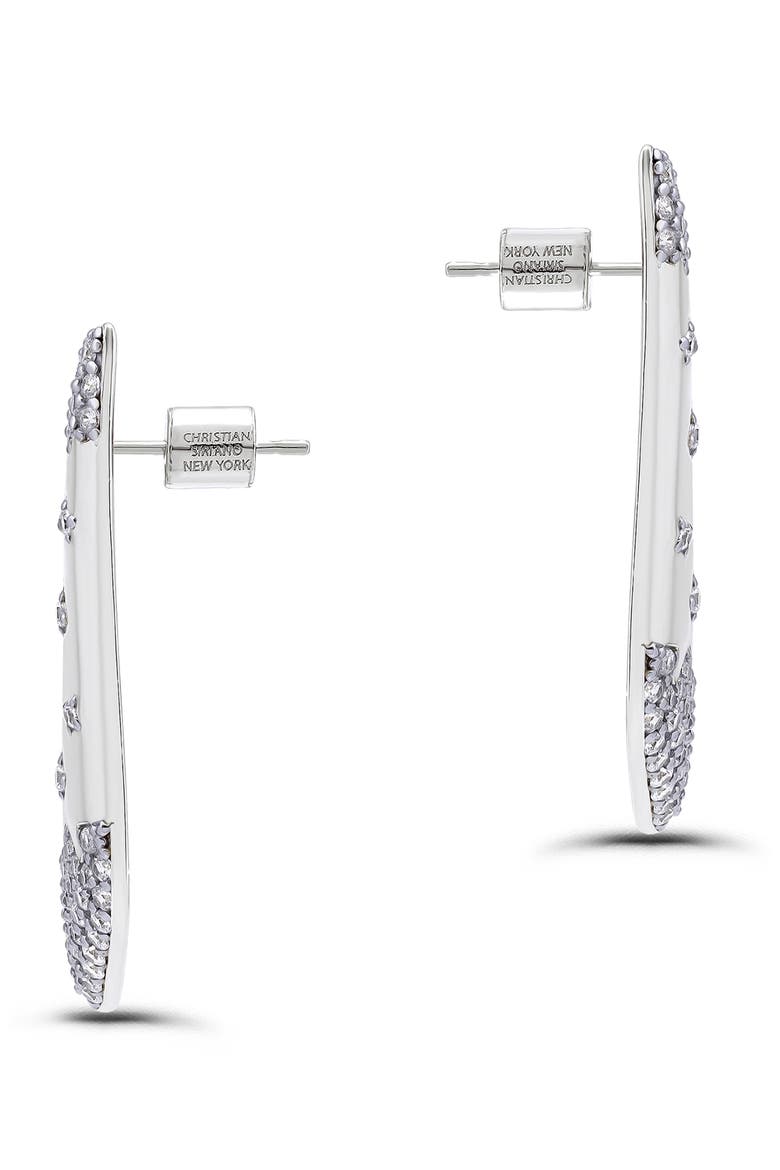 Cubic Zirconia Pav%C3%A9 Linear Earrings, Alternate, color, SILVER